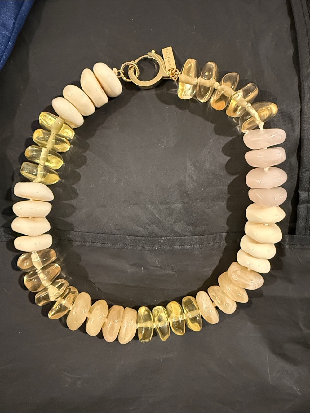 J. McLaughlin Beige and Pale Yellow Glass Bead Necklace